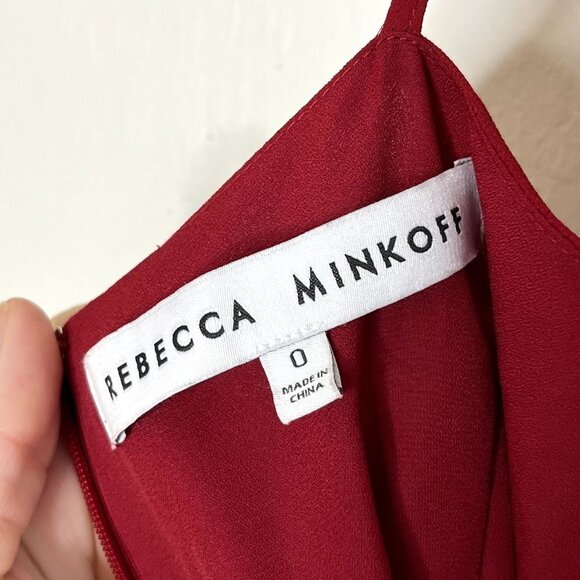 Rebecca Minkoff Kinsley Shirred Dress Red Spaghetti Strap Size 0 - Picture 6 of 8